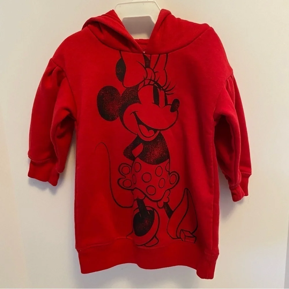 Baby Gap Disney Minnie Mouse Graphic Hoodie Dress Red Size 12-18 Months